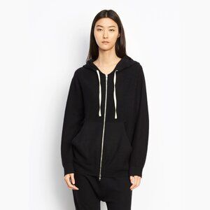 Vince cashmere longline zip-up hoodie Black Large